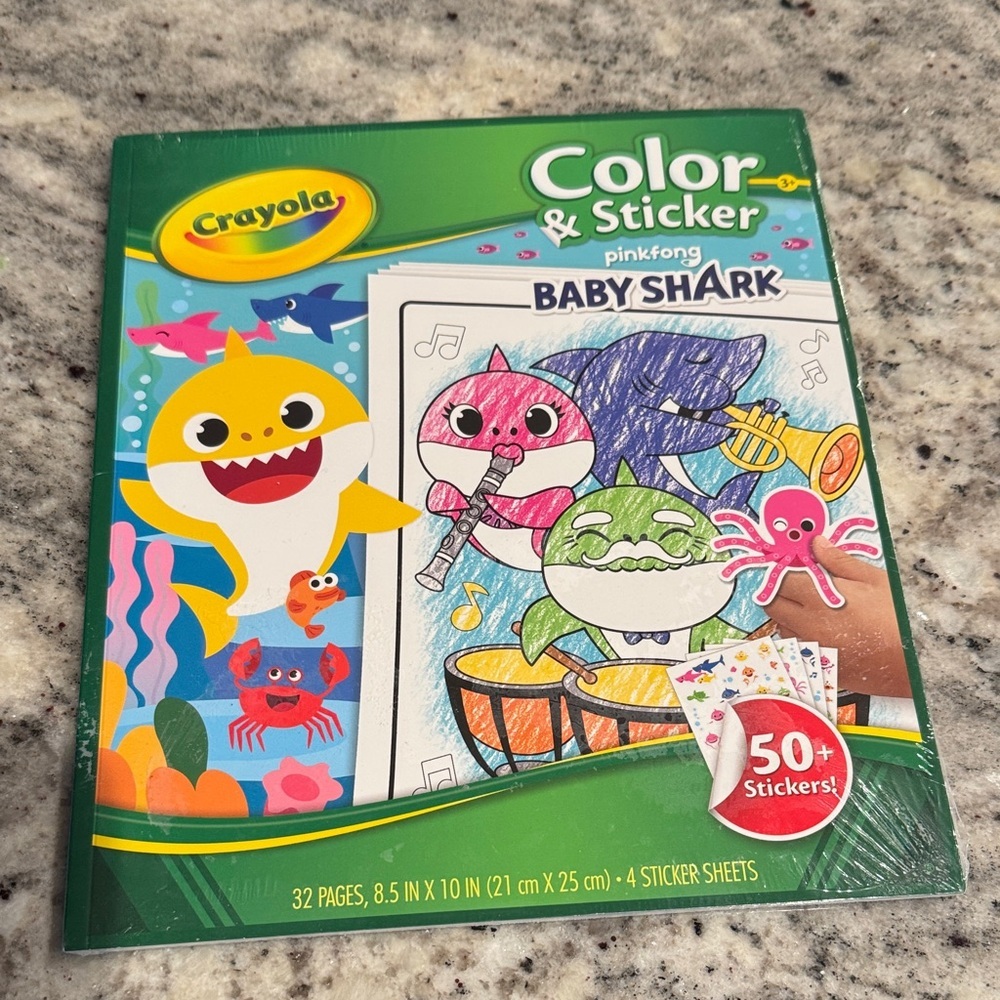 Crayola Baby Shark Color & Sticker Set - Yellow and Pink